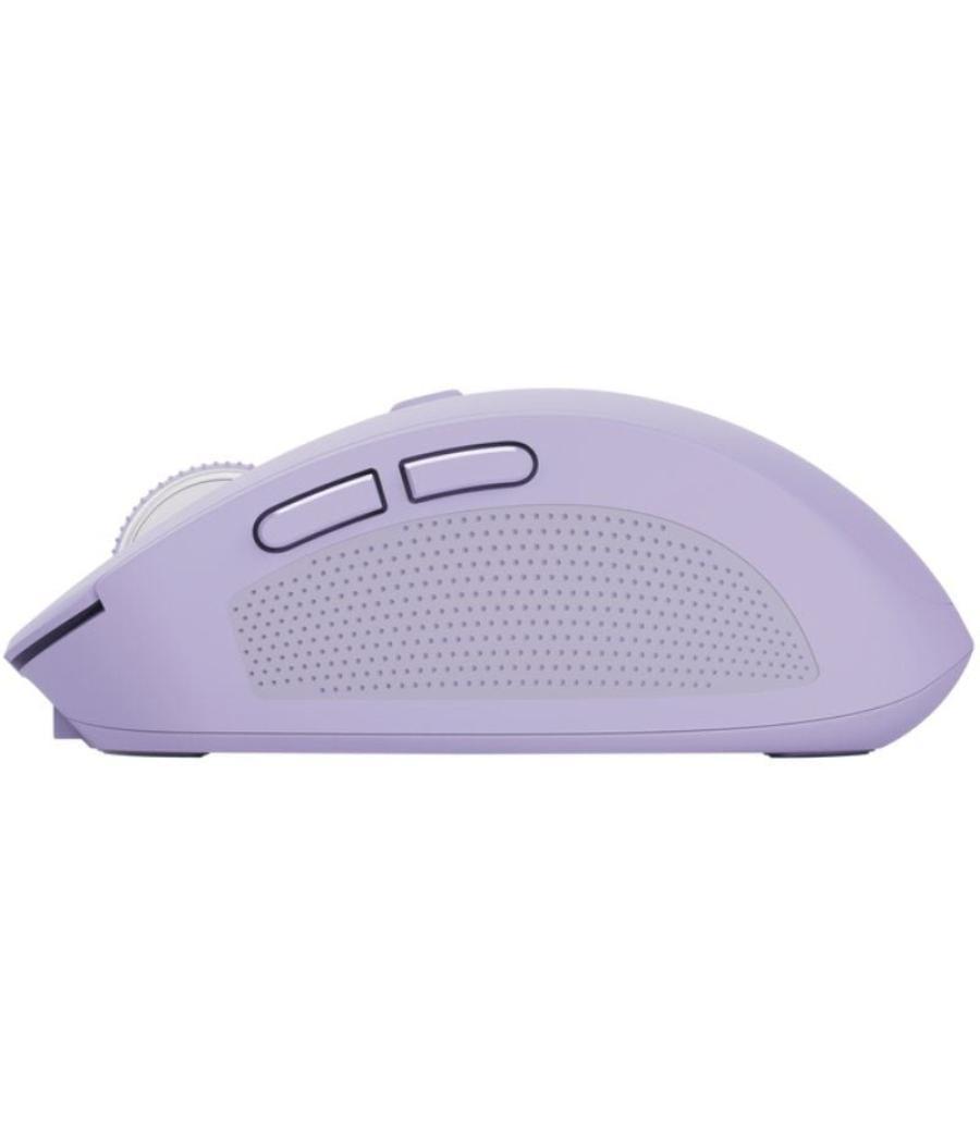 Ratón inalámbrico por bluetooth trust ozaa compact wireless/ batería recargable/ hasta 3200 dpi/ morado