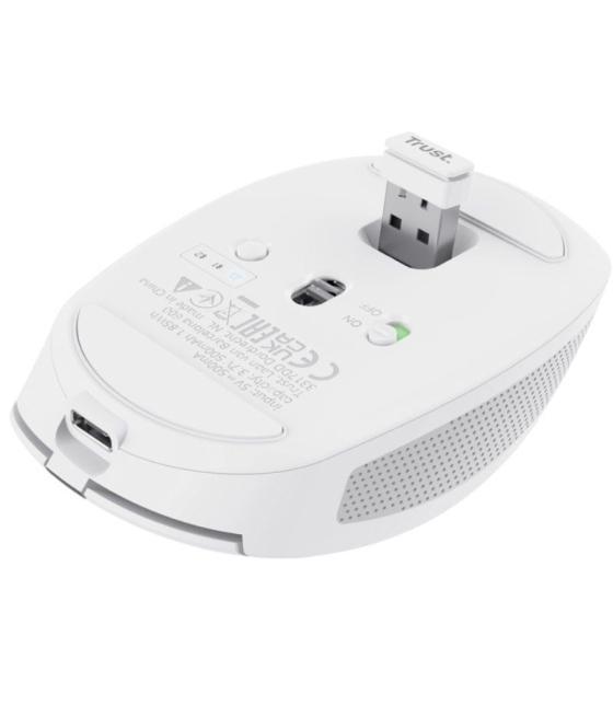 Ratón inalámbrico por bluetooth trust ozaa compact wireless/ batería recargable/ hasta 3200 dpi/ blanco