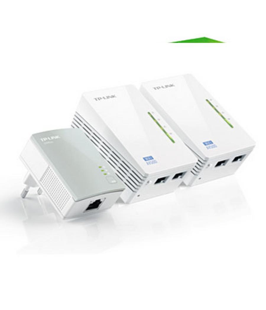 Homeplug wifi tp-link tl-wpa4220t kit 300mb av600 con 2 puertos ethernet kit compuesto de dos tl-wpa4220 y un tl-pa4010