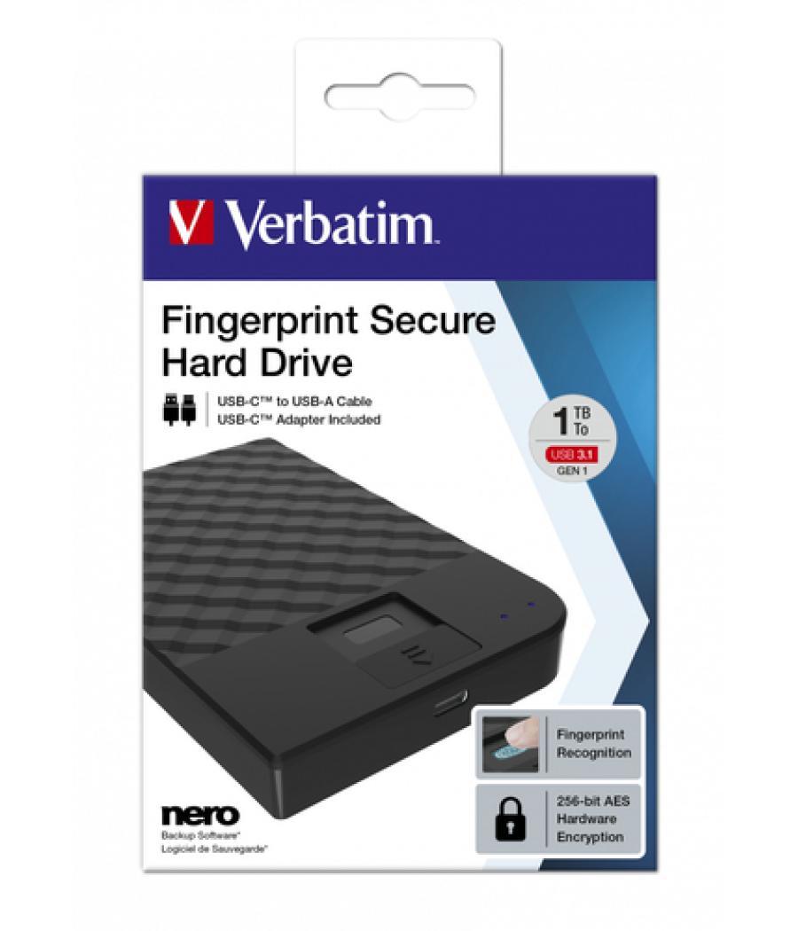 Verbatim Disco duro portátil Fingerprint Secure de 1 TB