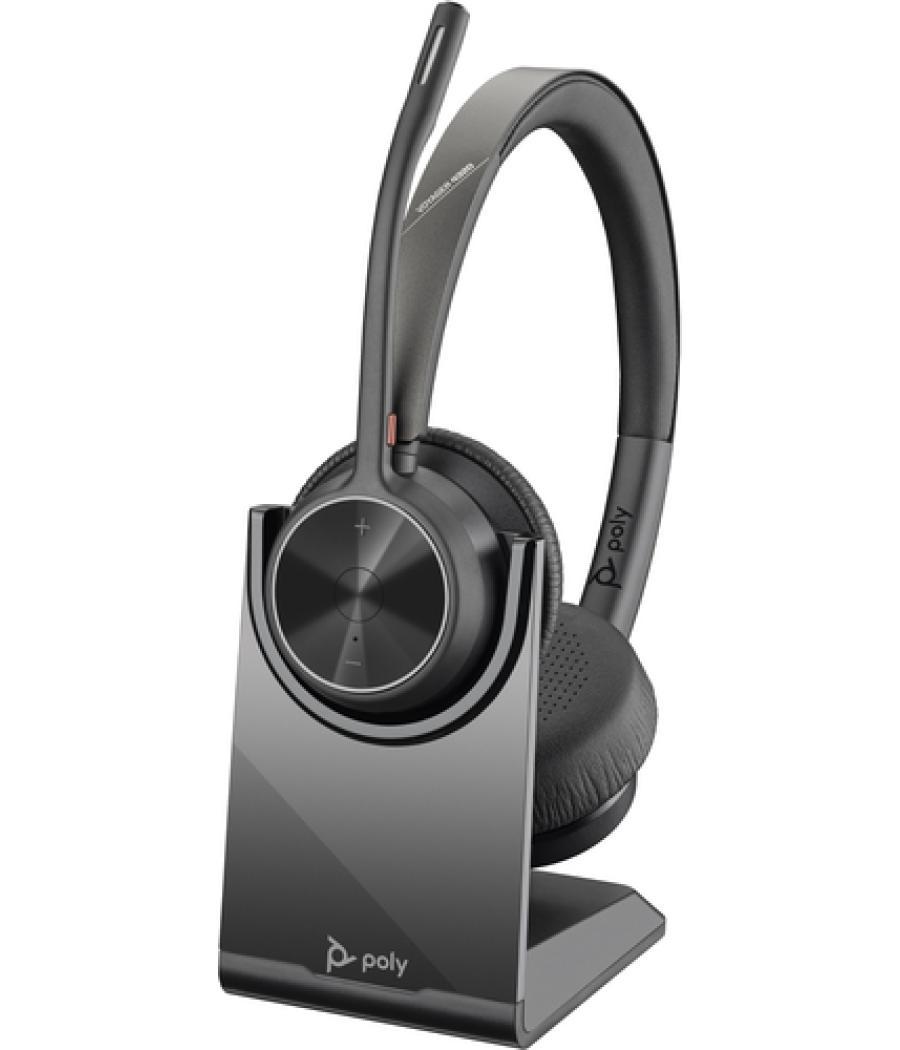 POLY Auriculares Voyager 4320 UC estéreo USB-A + adaptador BT700 USB-A + base de carga