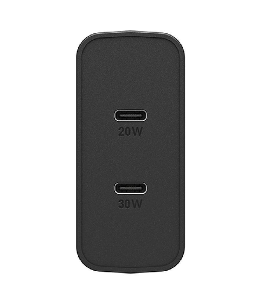 OtterBox EU Wall Charger 50W - 1X USB-C 30W + 1X USB-C 20W USB-PD, negro