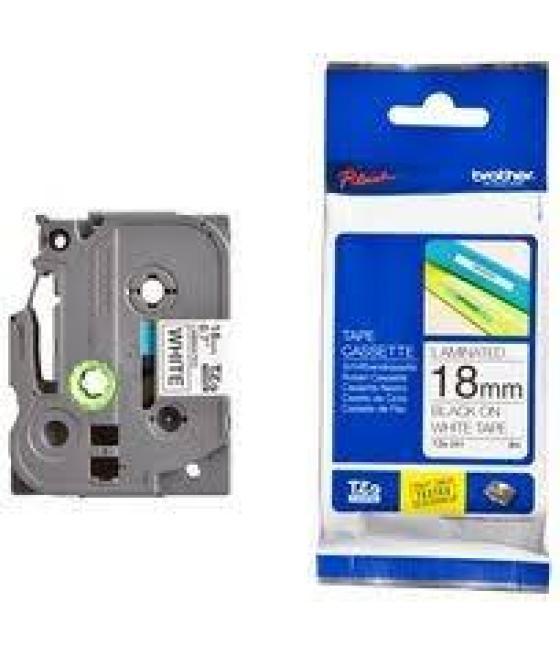 Brother cinta rotuladora laminada texto negro sobre blanco - 18mmx8m