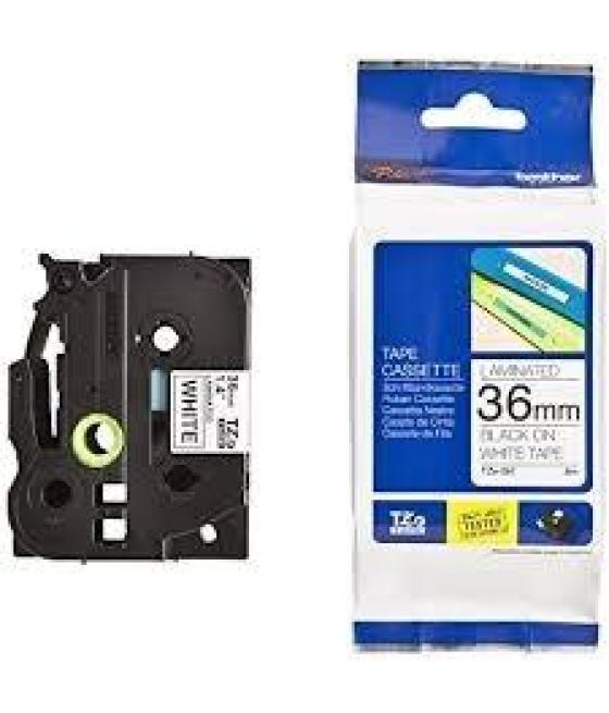 Brother cinta rotuladora laminada texto negro sobre blanco - 36mmx8m