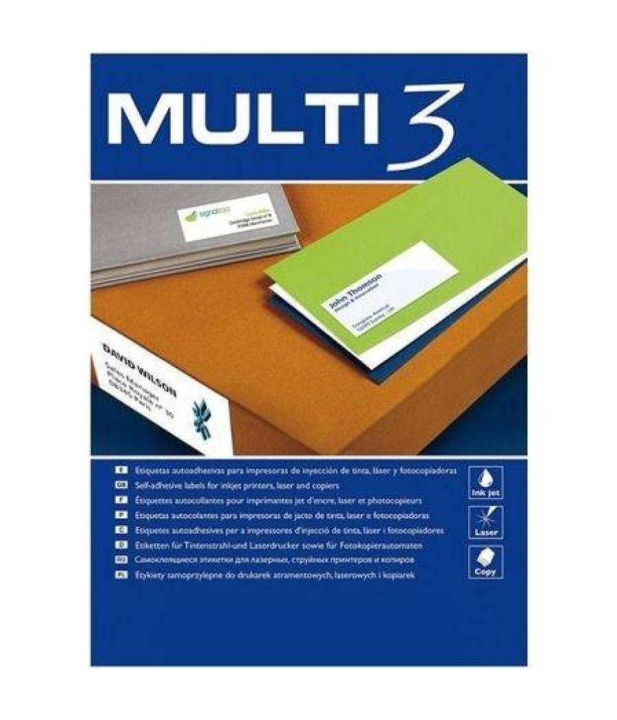 Multi-3 etiquetas adhesivas 52,5x21.2mm inkjet/láser c/rectos 56 x 100h blanco