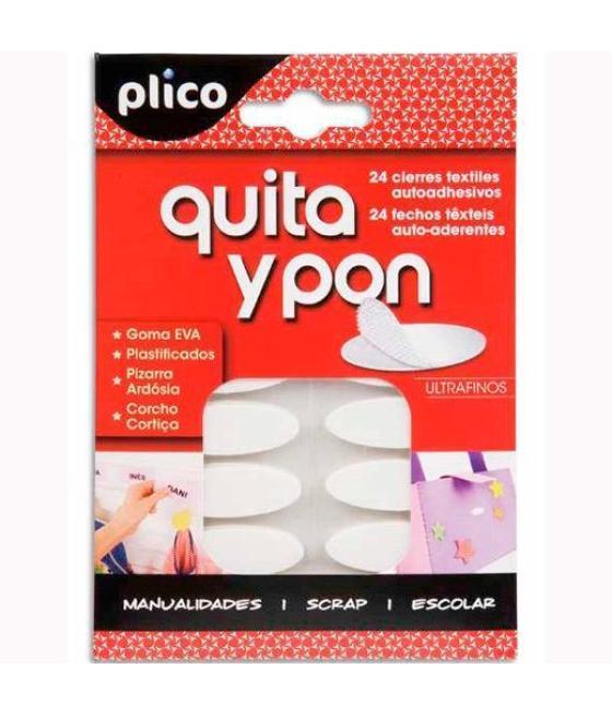 Plico quita y pon piezas de velcro ovalado autoadhesivo -blister de 24u-