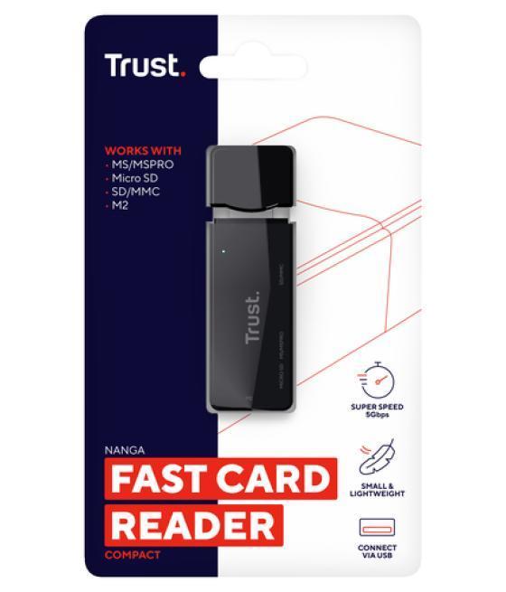 Trust NANGA lector de tarjeta USB 3.2 Gen 1 (3.1 Gen 1) Type-A Negro