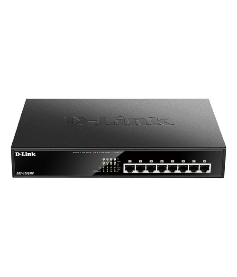 D-Link DGS-1008MP switch No administrado Gigabit Ethernet (10/100/1000) Energía sobre Ethernet (PoE) 1U Negro