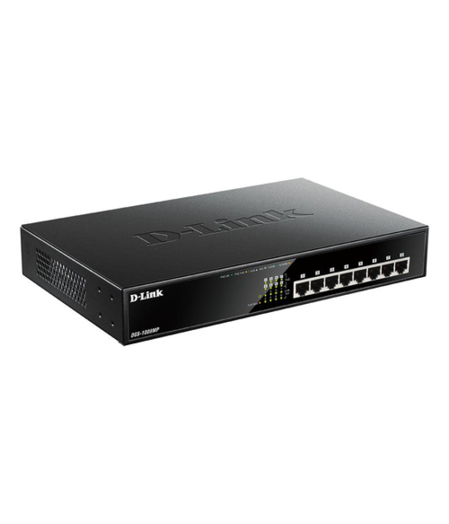 D-Link DGS-1008MP switch No administrado Gigabit Ethernet (10/100/1000) Energía sobre Ethernet (PoE) 1U Negro