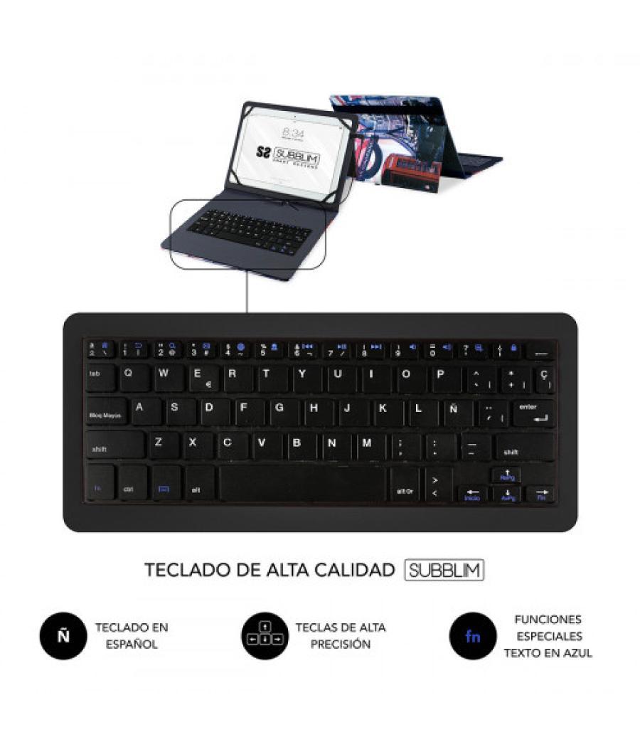 Subblim funda con teclado micro usb - usb c keytab usb 10,1" england