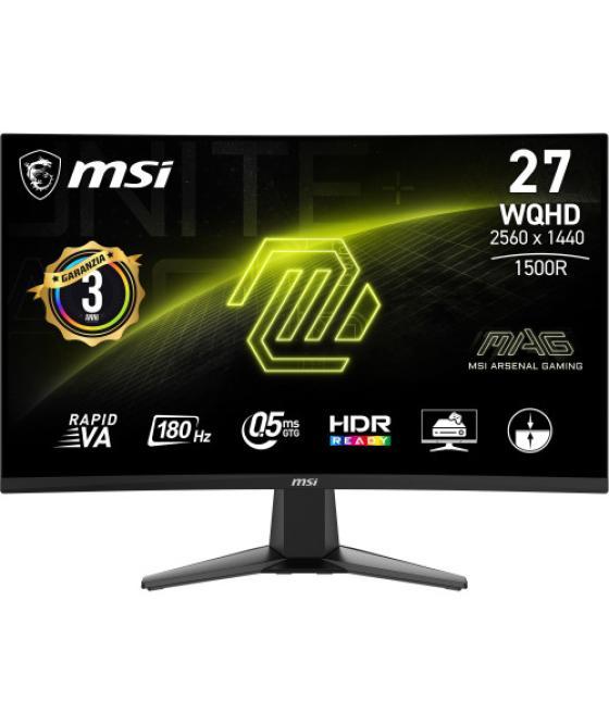 Msi mag 27cq6f pantalla para pc 68,6 cm (27") 2560 x 1440 pixeles quad hd lcd negro