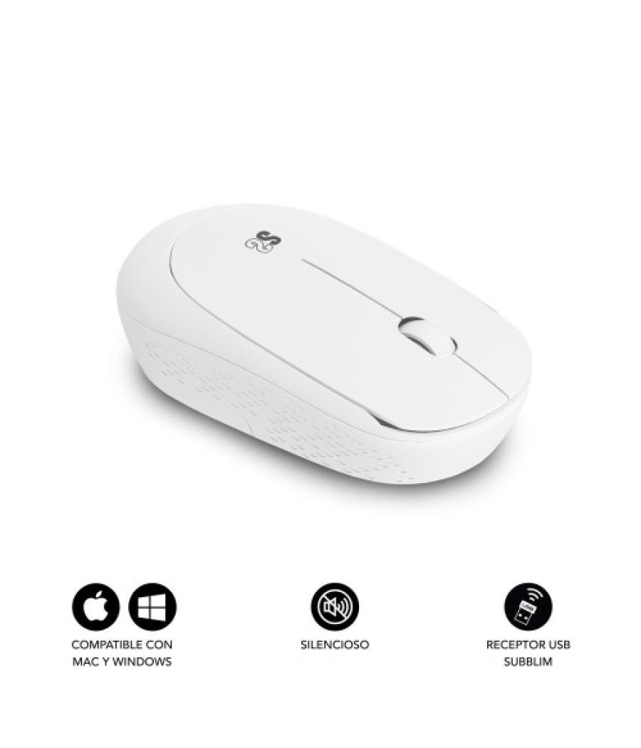 Subblim ratón business plus silencioso inalámbrico 2.4g 1200 dpi blanco