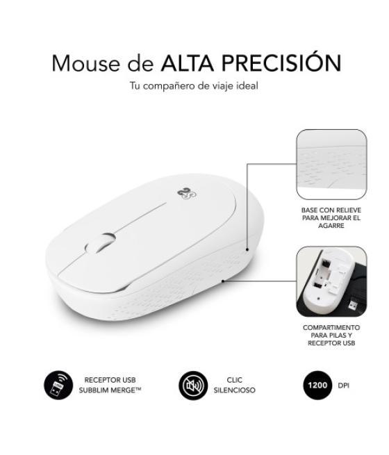 Subblim ratón business plus silencioso inalámbrico 2.4g 1200 dpi blanco