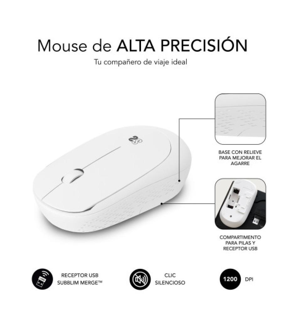 Subblim ratón business plus silencioso inalámbrico 2.4g 1200 dpi blanco
