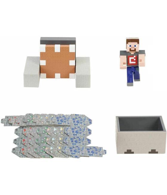 Figura mattel minecraft vagoneta explosiva lanza y choca