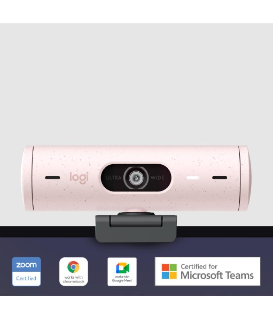 Webcam logitech brio 500 rosa full hd - usb tipo c