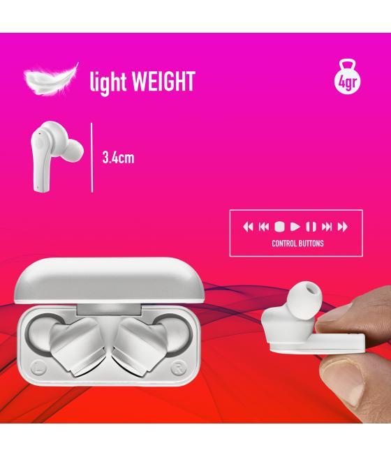 Auriculares inalambricos ngs artica bloom white bluetooth 5.1 + estuche de carga - blanco