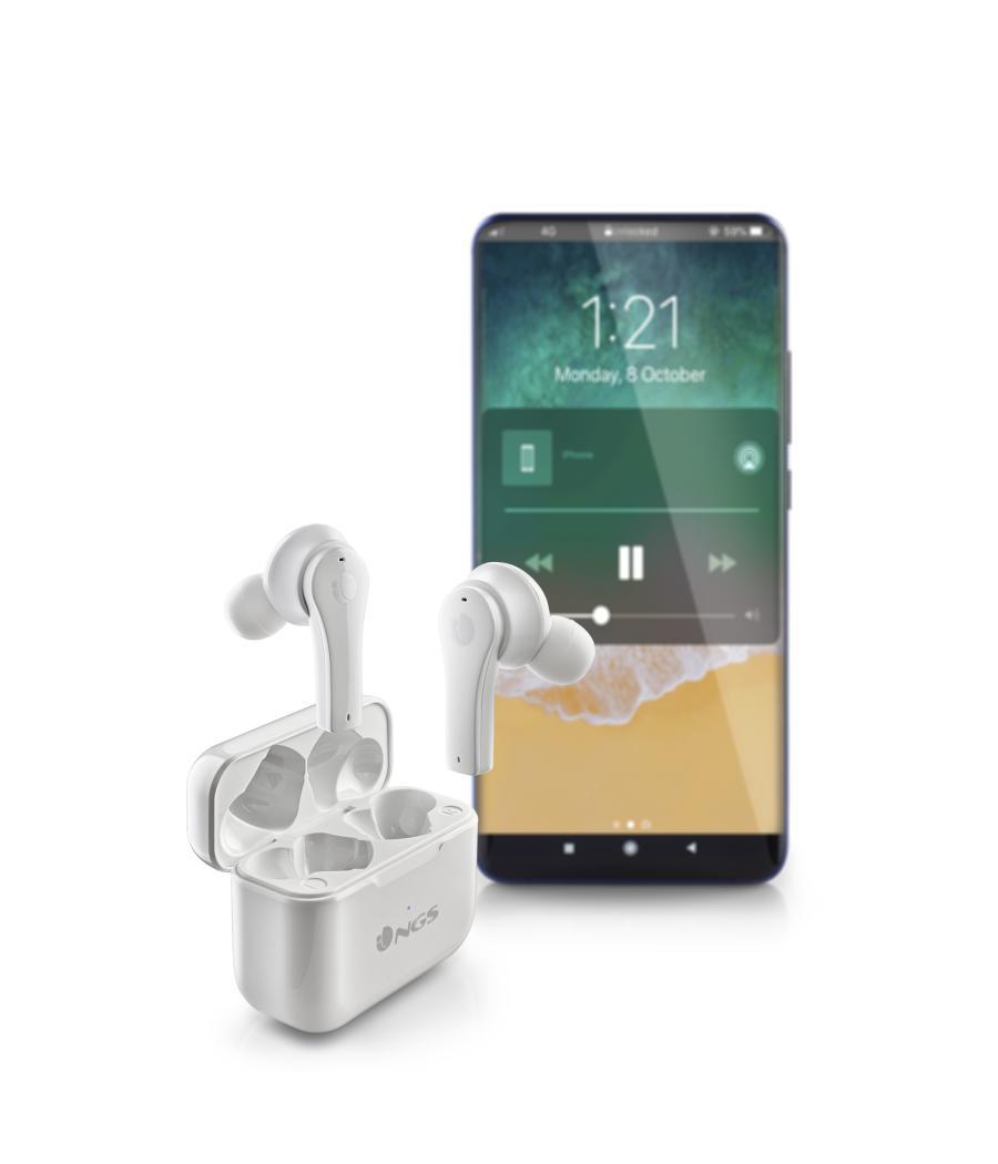 Auriculares inalambricos ngs artica bloom white bluetooth 5.1 + estuche de carga - blanco