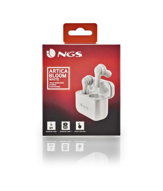 Auriculares inalambricos ngs artica bloom white bluetooth 5.1 + estuche de carga - blanco