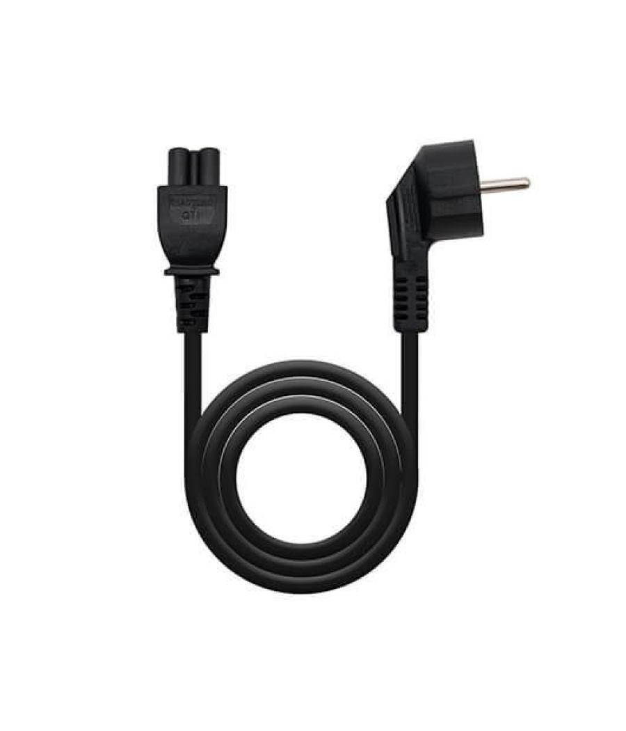 Cable alimentacion tipo trebol 1.5m nanocable negro corriente - acodado - schuko c5 - awg18