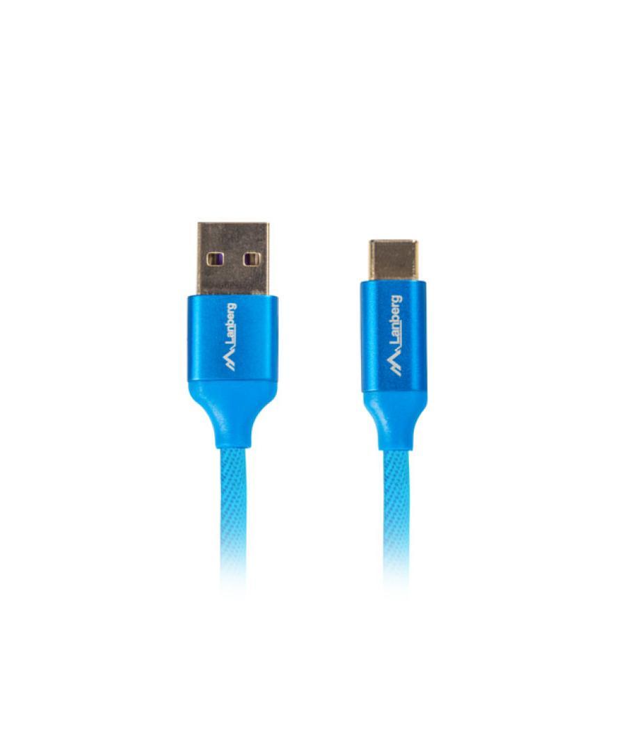 Cable usb lanberg 2.0 macho - usb tipo c macho quick charge 3.0 1m azul
