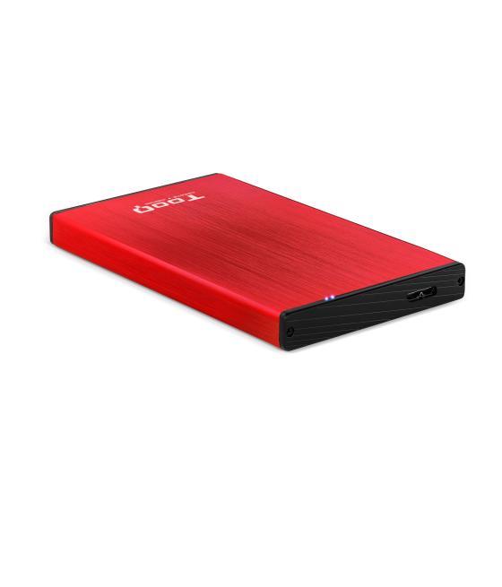 Caja externa tooq tqe - 2527r para hdd 2.5pulgadas 9.5mm sata 3 usb 3.2 rojo
