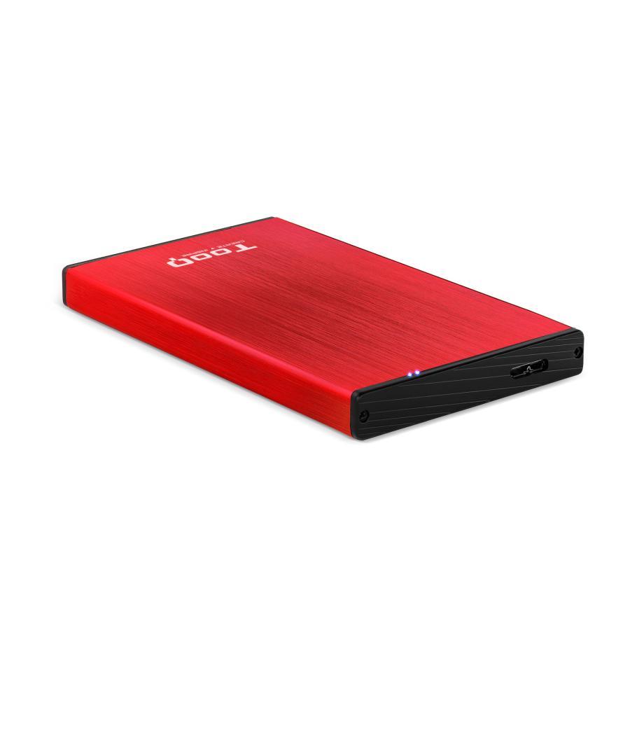 Caja externa tooq tqe - 2527r para hdd 2.5pulgadas 9.5mm sata 3 usb 3.2 rojo