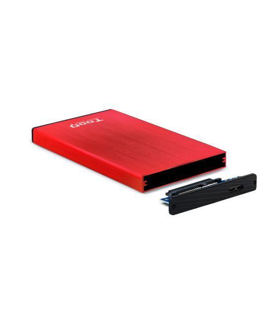 Caja externa tooq tqe - 2527r para hdd 2.5pulgadas 9.5mm sata 3 usb 3.2 rojo