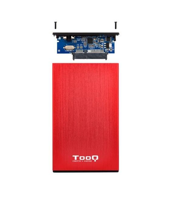 Caja externa tooq tqe - 2527r para hdd 2.5pulgadas 9.5mm sata 3 usb 3.2 rojo