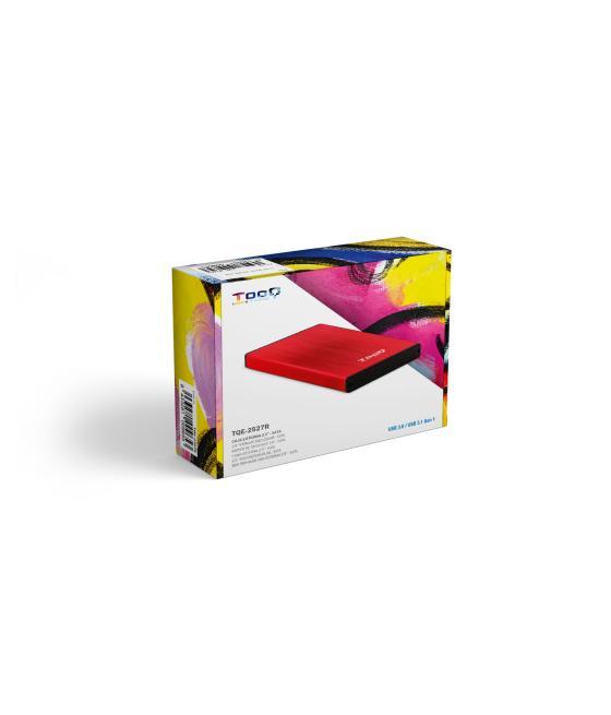 Caja externa tooq tqe - 2527r para hdd 2.5pulgadas 9.5mm sata 3 usb 3.2 rojo