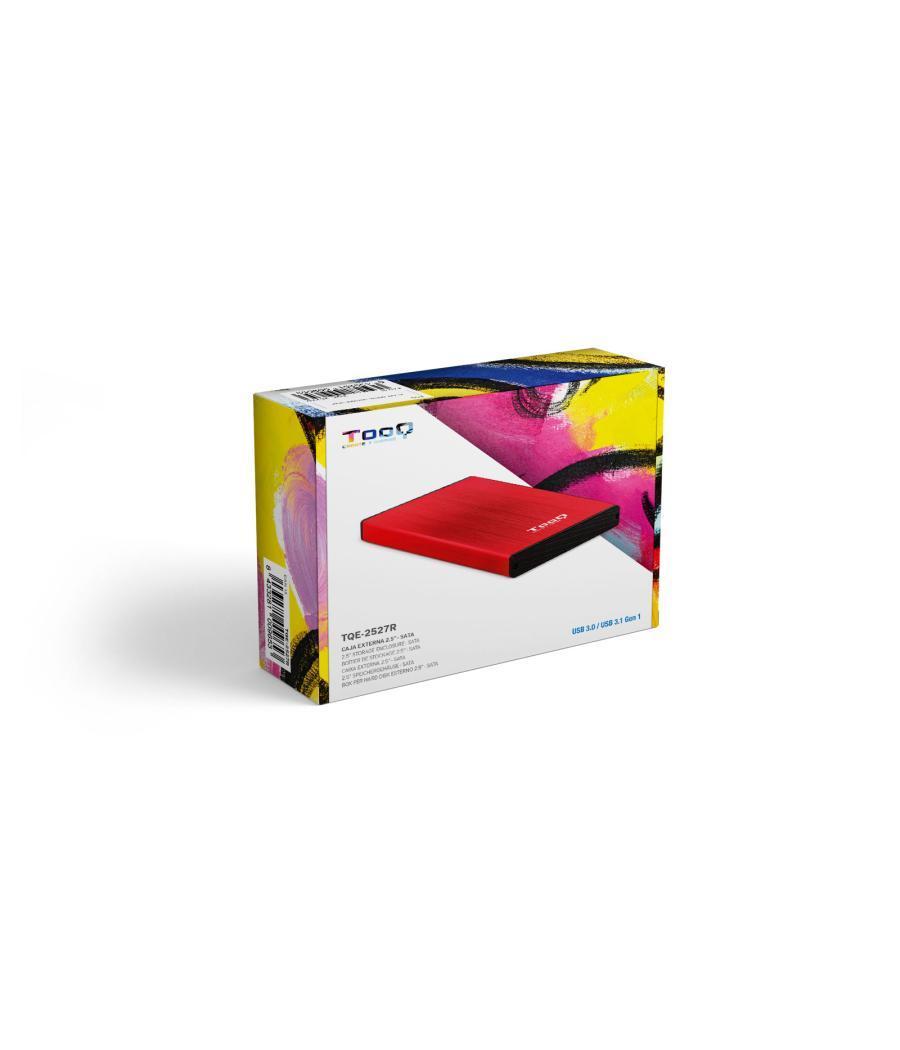 Caja externa tooq tqe - 2527r para hdd 2.5pulgadas 9.5mm sata 3 usb 3.2 rojo
