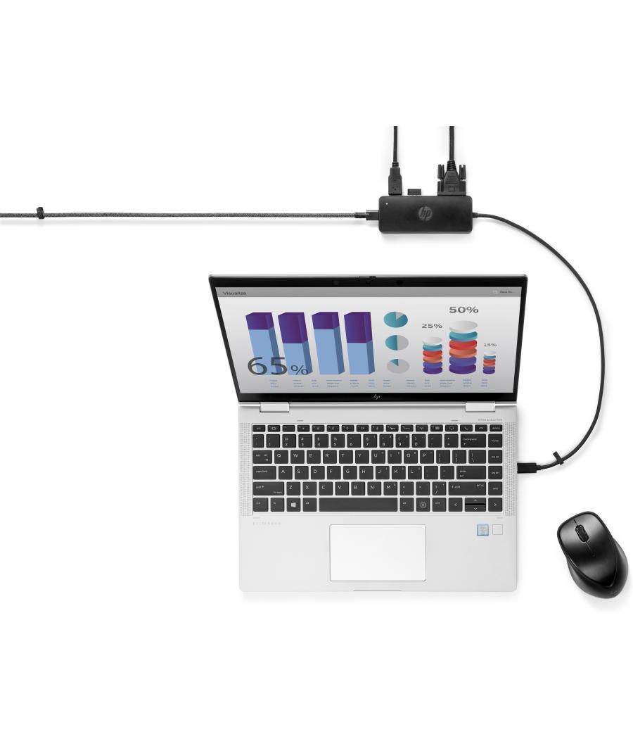 Hub travel g2 hp usb3.0 tipo - c hp usb - c - 2 usb - 1 hdmi - 1 vga - negro