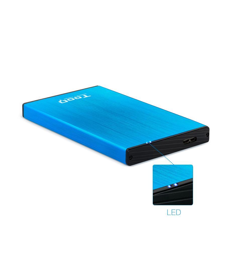 Caja externa tooq tqe - 2527bl para hdd 2.5pulgadas 9.5mm sata 3 usb 3.0 - 3.1 azul