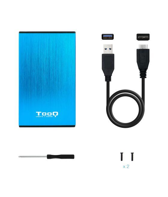 Caja externa tooq tqe - 2527bl para hdd 2.5pulgadas 9.5mm sata 3 usb 3.0 - 3.1 azul