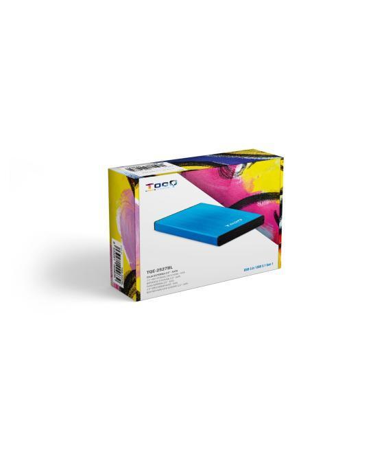Caja externa tooq tqe - 2527bl para hdd 2.5pulgadas 9.5mm sata 3 usb 3.0 - 3.1 azul