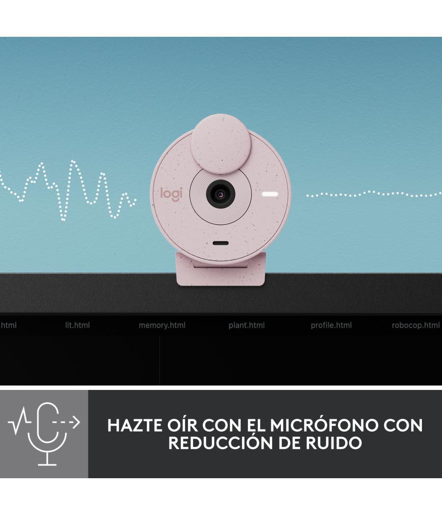 Webcam logitech brio 300 rosado full hd - usb tipo c