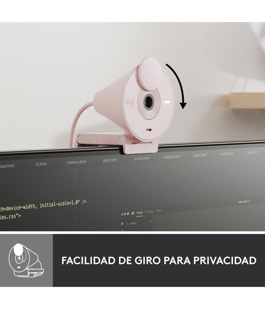 Webcam logitech brio 300 rosado full hd - usb tipo c