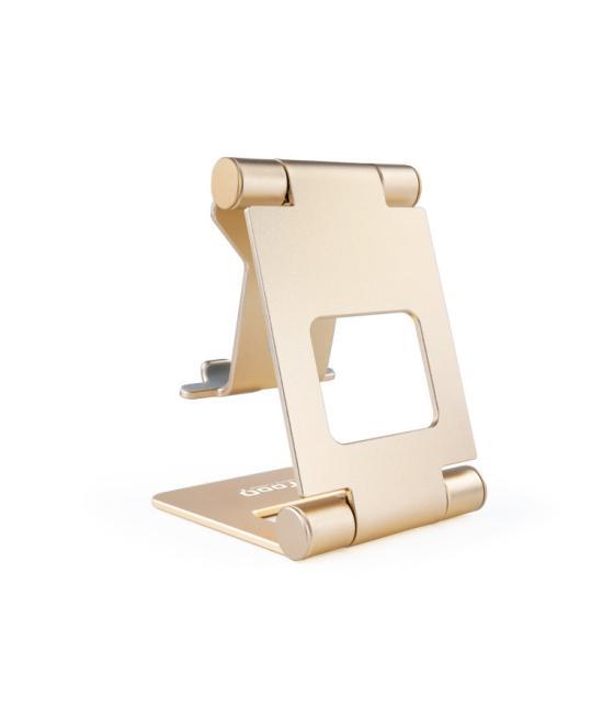 Soporte sobremesa tooq para telefono - tablet plegable slim dorado