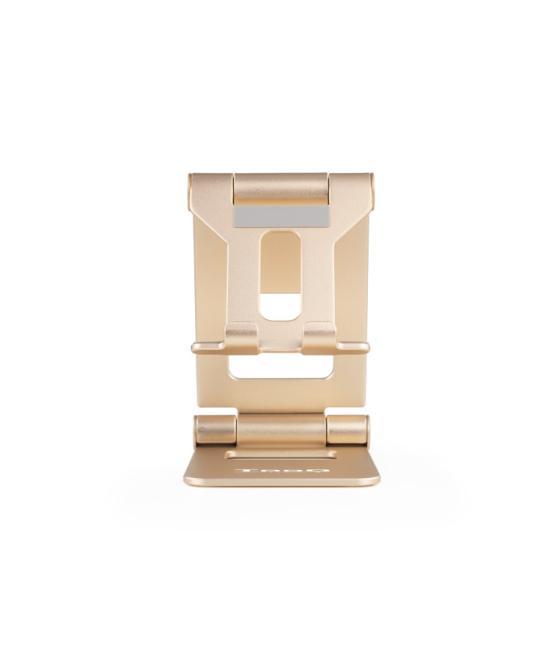 Soporte sobremesa tooq para telefono - tablet plegable slim dorado