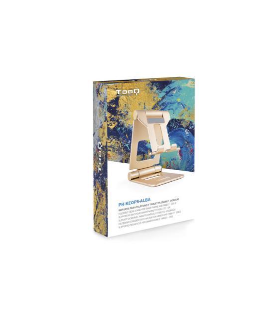Soporte sobremesa tooq para telefono - tablet plegable slim dorado