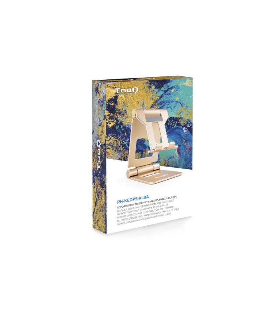 Soporte sobremesa tooq para telefono - tablet plegable slim dorado