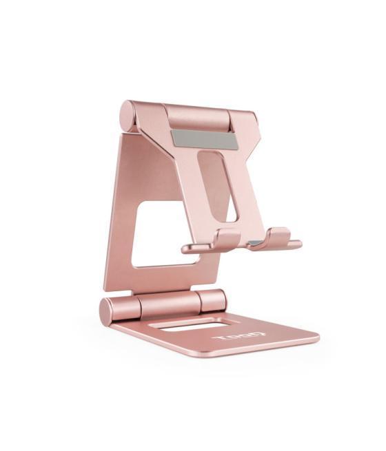 Soporte sobremesa tooq para telefono - tablet plegable slim rosa