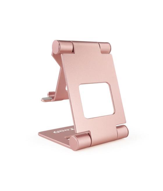 Soporte sobremesa tooq para telefono - tablet plegable slim rosa