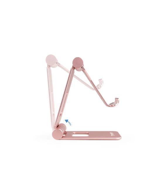 Soporte sobremesa tooq para telefono - tablet plegable slim rosa