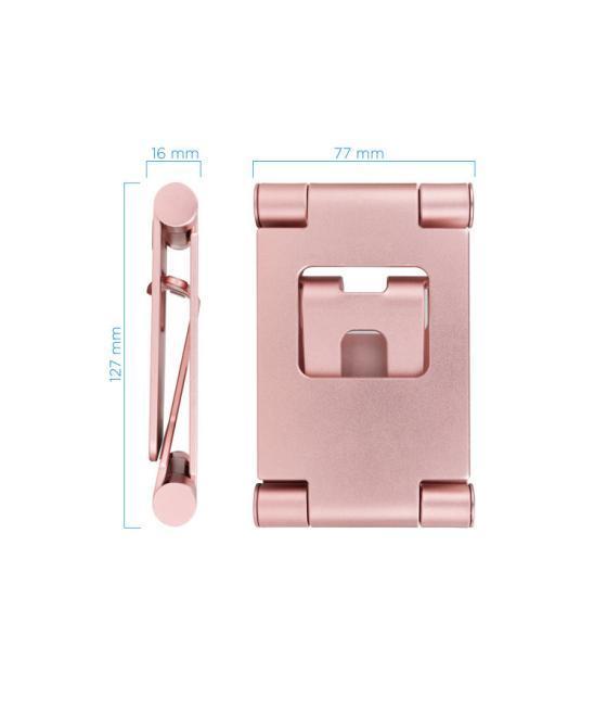 Soporte sobremesa tooq para telefono - tablet plegable slim rosa