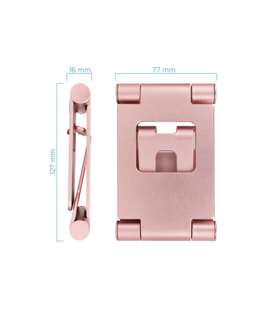 Soporte sobremesa tooq para telefono - tablet plegable slim rosa
