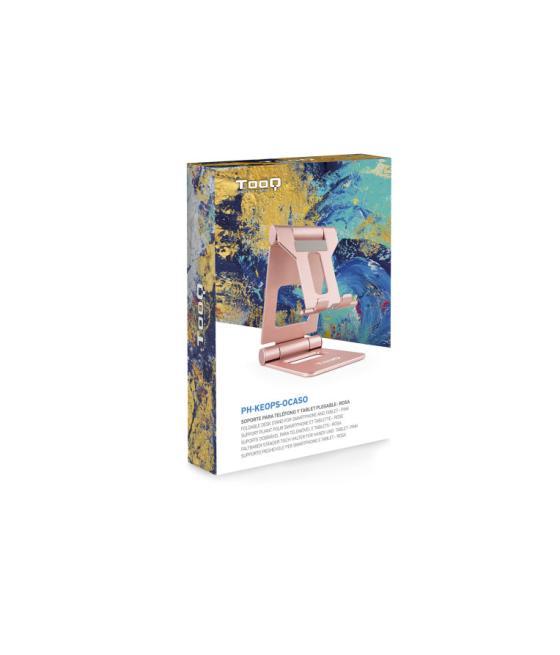 Soporte sobremesa tooq para telefono - tablet plegable slim rosa