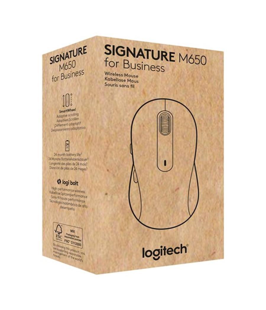 Mouse raton logitech m650 for business mediano wireless inalambrico blanco crudo