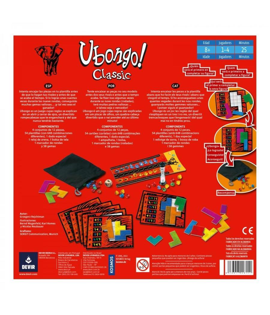 Juego de mesa devir ubongo versión trilingüe pegi 8