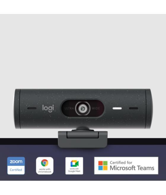 Webcam logitech brio 500 grafito full hd - usb tipo c